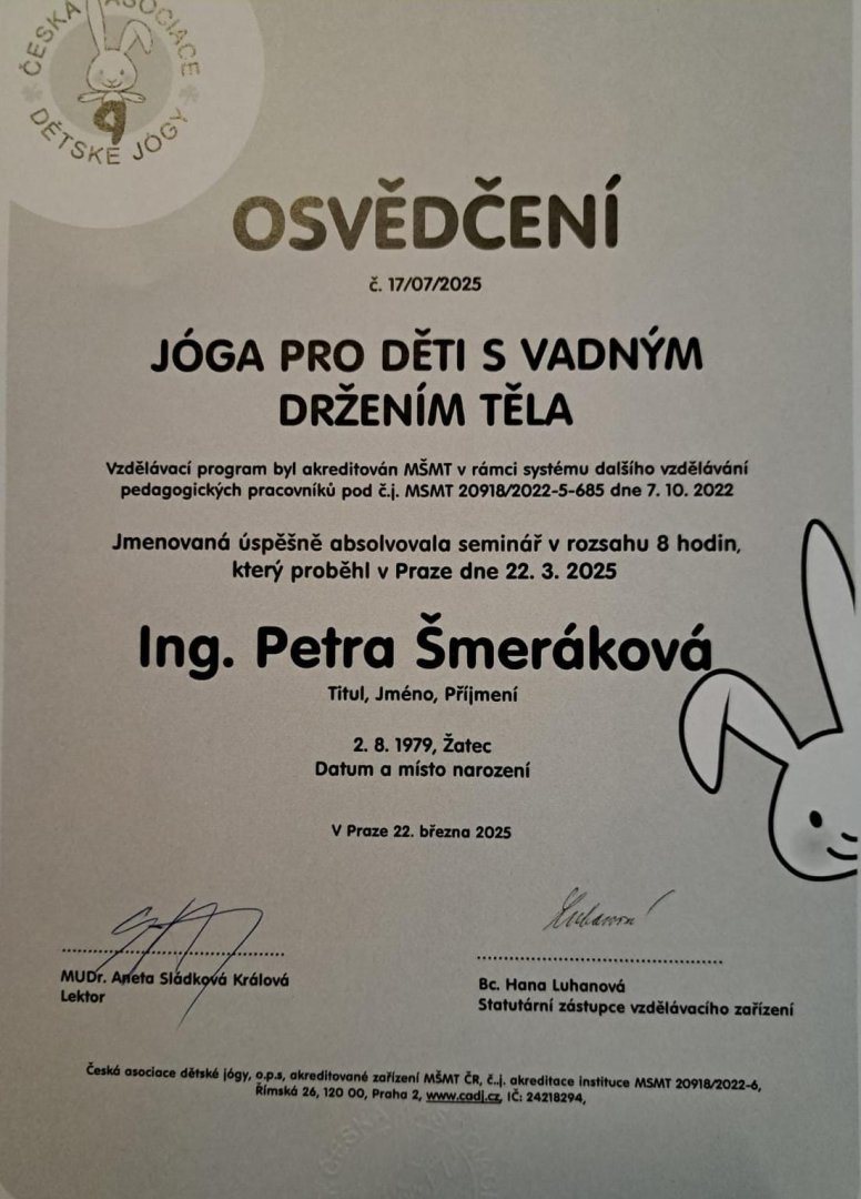 Jóga pro děti s vadným držením těla